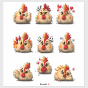 Lustiges Hühner-Sticker-Pack — Fetter Hahn Aufkleber
