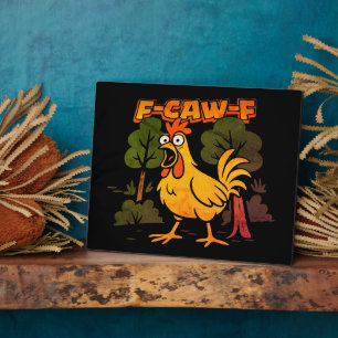 Lustiges Hühnerdesign – F-Caw-F Cartoon-Tier Humor Fotoplatte