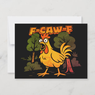 Lustiges Hühnerdesign – F-Caw-F Cartoon-Tier Humor Postkarte