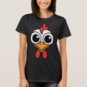 Lustiges Hühnergesicht Große Augen Cartoon Hahn Ha T-Shirt
