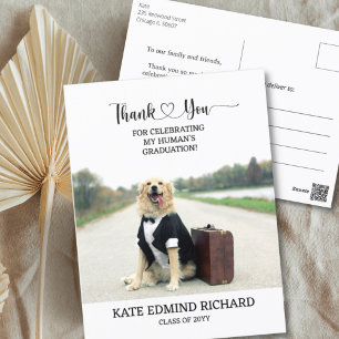 Lustiges Hunde-Foto Personalisierte Abschluss Dank Postkarte