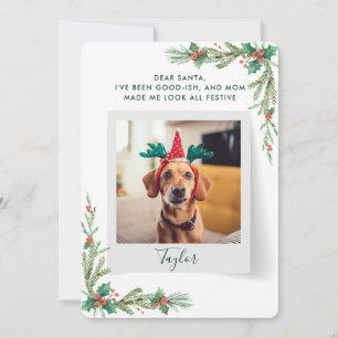 Lustiges Hunde-Weihnachtsfoto-Skript Feiertagskarte