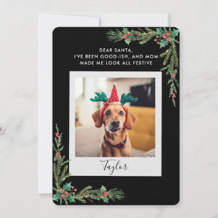 Lustiges Hunde-Weihnachtsfoto-Skript Feiertagskarte