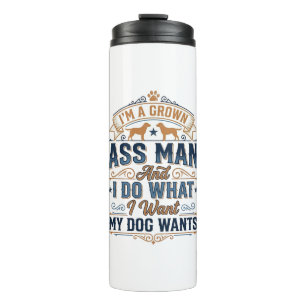 Lustiges Hundebesitzer-Zitat Vintage-Vektordesign_ Thermosbecher