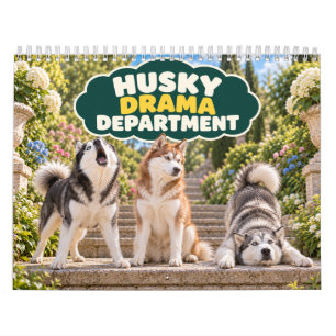 Lustiges Hundekalender der Husky-Drama-Abteilung Kalender