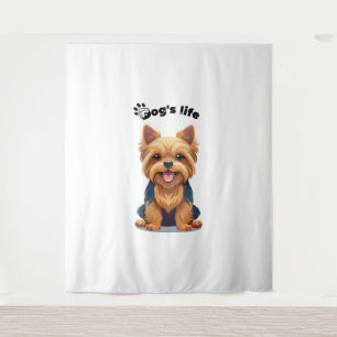 Lustiges Hundeleben Yorkshire Terrier Illustration Wandteppich