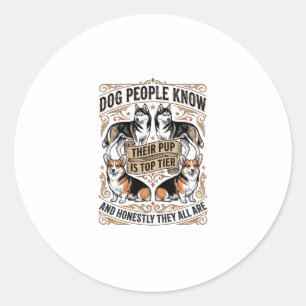 Lustiges Hundeliebhaber-Shirt mit Vintage-Hunde-De Runder Aufkleber