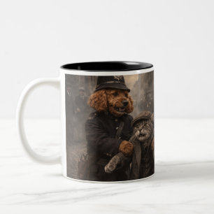 Lustiges Hundepolizei-Shirt Auf Frischer Tat Ertap Zweifarbige Tasse