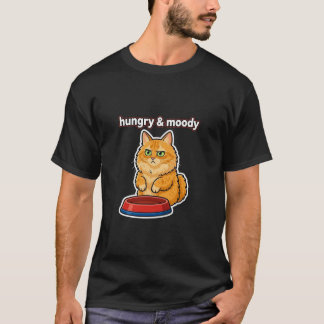 Lustiges hungriges und launisches rotes Katz-Meme- T-Shirt