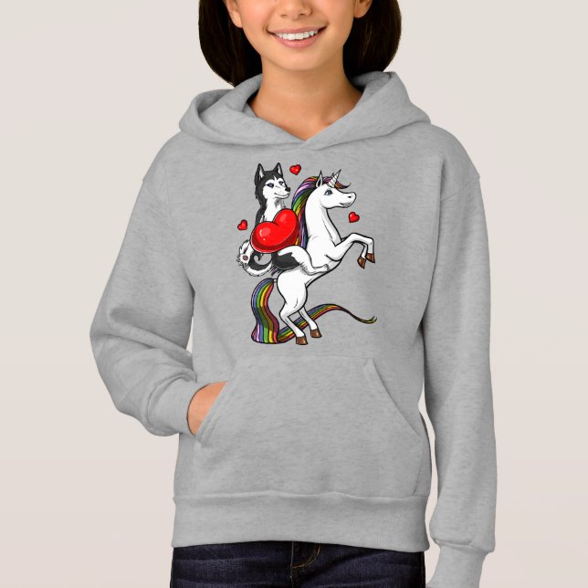Lustiges Husky-HundereitEinhorn Hoodie (Vorderseite)