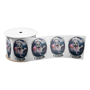 Lustiges "I Scream" Gespenster-Koch-Halloween-Sati Satinband