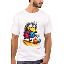 Lustiges Igel-Bowling-Cartoon-T-Shirt