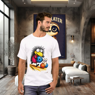 Lustiges Igel-Bowling-Cartoon-T-Shirt T-Shirt