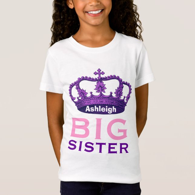 Lustiges individueller Name GROSSE SCHWESTER lila T-Shirt (Vorderseite)