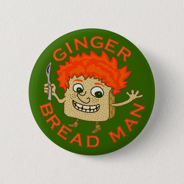 Lustiges Ingwer-Brot-Mann-Weihnachtswortspiel Button (Vorderseite)