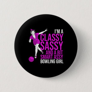 Lustiges intelligentes Bowling-Mädchen-Geschenk fü Button