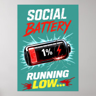Lustiges Introvertierten-Shirt mit niedriger Sozia Poster