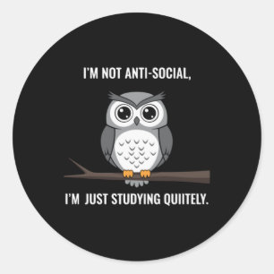 Lustiges Introvertiertes Eulen-Shirt - Nicht anti- Runder Aufkleber