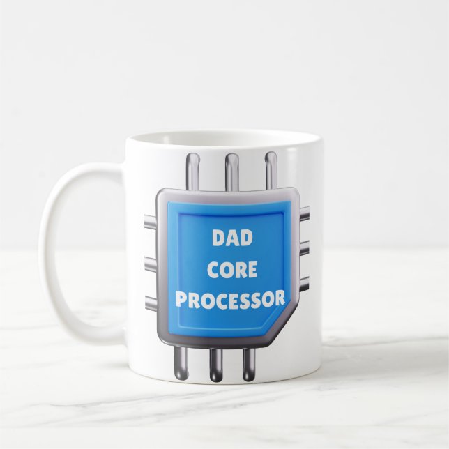 Lustiges IT-Vater-Geschenk Dad Core Processor Kaff Kaffeetasse (Links)