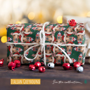 Lustiges Italienisches Windhund-Weihnachtsmuster Geschenkpapier