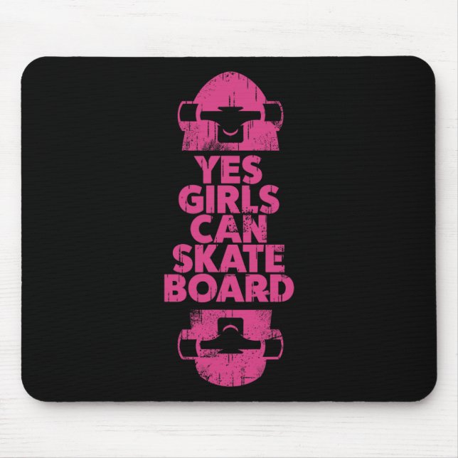 Lustiges Ja Mädchen Können Skateboard-Geschenk Für Mousepad (Vorne)