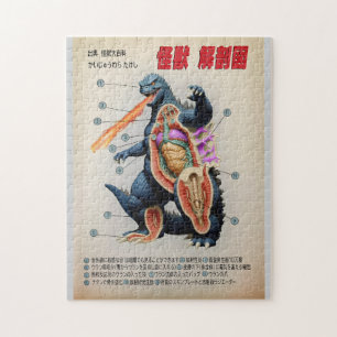 Lustiges japanisches Kaiju-Anatomiediagramm Puzzle