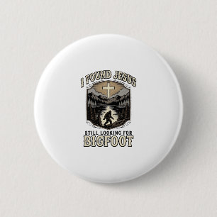Lustiges Jesus-Bigfoot-Vintage-Christen-Shirt Button