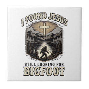 Lustiges Jesus Bigfoot Vintage Christliches T-Shir Fliese