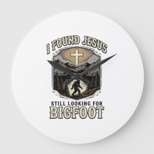 Lustiges Jesus Bigfoot Vintage Christliches T-Shir Große Wanduhr