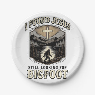 Lustiges Jesus Bigfoot Vintage Christliches T-Shir Pappteller