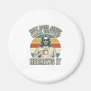 Lustiges Jesus Kaffee Vintage Gravur Shirt Design_ Magnet