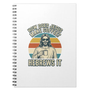 Lustiges Jesus Kaffee Vintage Gravur Shirt Design_ Notizblock