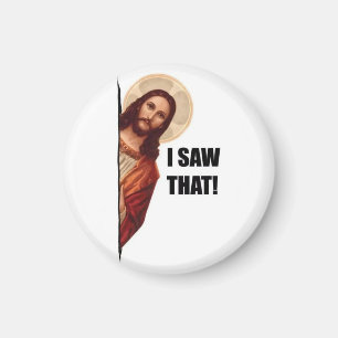 Lustiges Jesus-Meme-Zitat, ich sah, dass Jesus Magnet