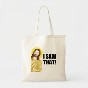 Lustiges Jesus-Meme-Zitat, ich sah, dass Jesus Tragetasche