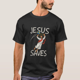 Lustiges Jesus Rettet Volleyball Christlicher Sche T-Shirt
