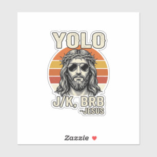 Lustiges Jesus Vintage-Sonnenuntergang-Gravur-Zita Aufkleber