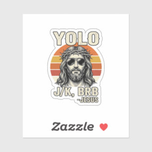 Lustiges Jesus Vintage-Sonnenuntergang-Gravur-Zita Aufkleber