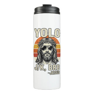 Lustiges Jesus Vintage-Sonnenuntergang-Gravur-Zita Thermosbecher