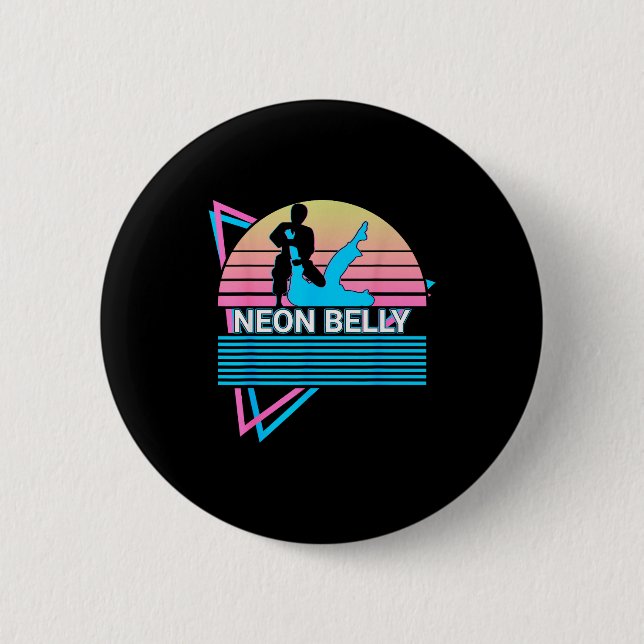 Lustiges Jiu Jitsu Bjj Retro-Neon-Bauch  Button (Vorderseite)