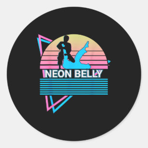 Lustiges Jiu Jitsu Bjj Retro-Neon-Bauch Runder Aufkleber