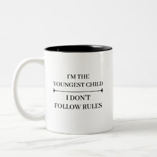 LUSTIGES JÜNGSTES KIND COOLE ZITATE INDIVIDUELLER ZWEIFARBIGE TASSE