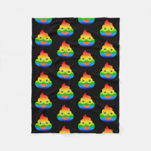 Lustiges Kacka-Emoji Regenbogenfarbe Smiley Gesich Fleecedecke