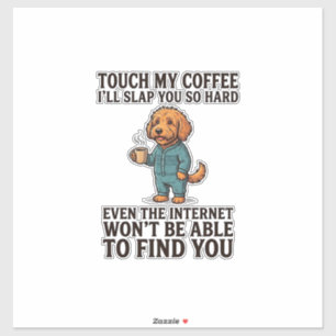 Lustiges Kaffe-Hund Vintage Gravur Shirt Design_1 Aufkleber