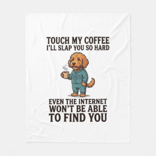 Lustiges Kaffee-Hund Vintage Gravur Shirt Design_1 Fleecedecke