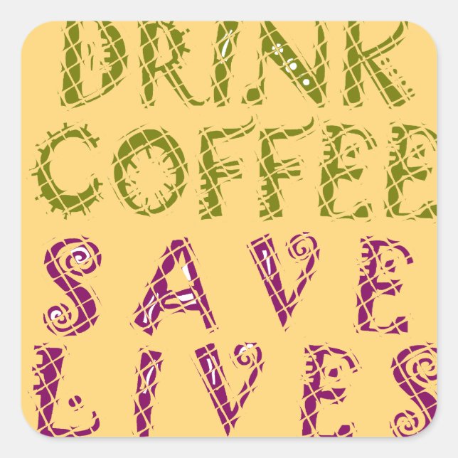 Lustiges Kaffee-Selfie-Zitat-Design Quadratischer Aufkleber (Vorderseite)