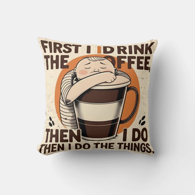 Lustiges Kaffeedesign – Kissen (Vorderseite)