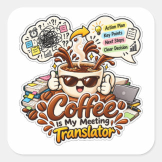 Lustiges Kaffeeliebhaber-Design Quadratischer Aufkleber