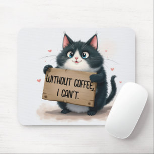Lustiges Kaffeemotto mit Cartoon-Katze Mousepad