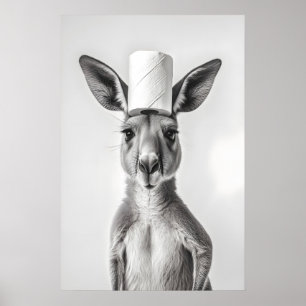 Lustiges Känguru-Badezimmer-Kunstposter, Toiletten Poster
