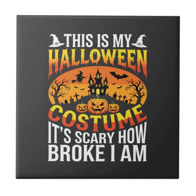 Lustiges kaputtes Halloween-Kostenüm-Design für ei Fliese (Vorderseite)